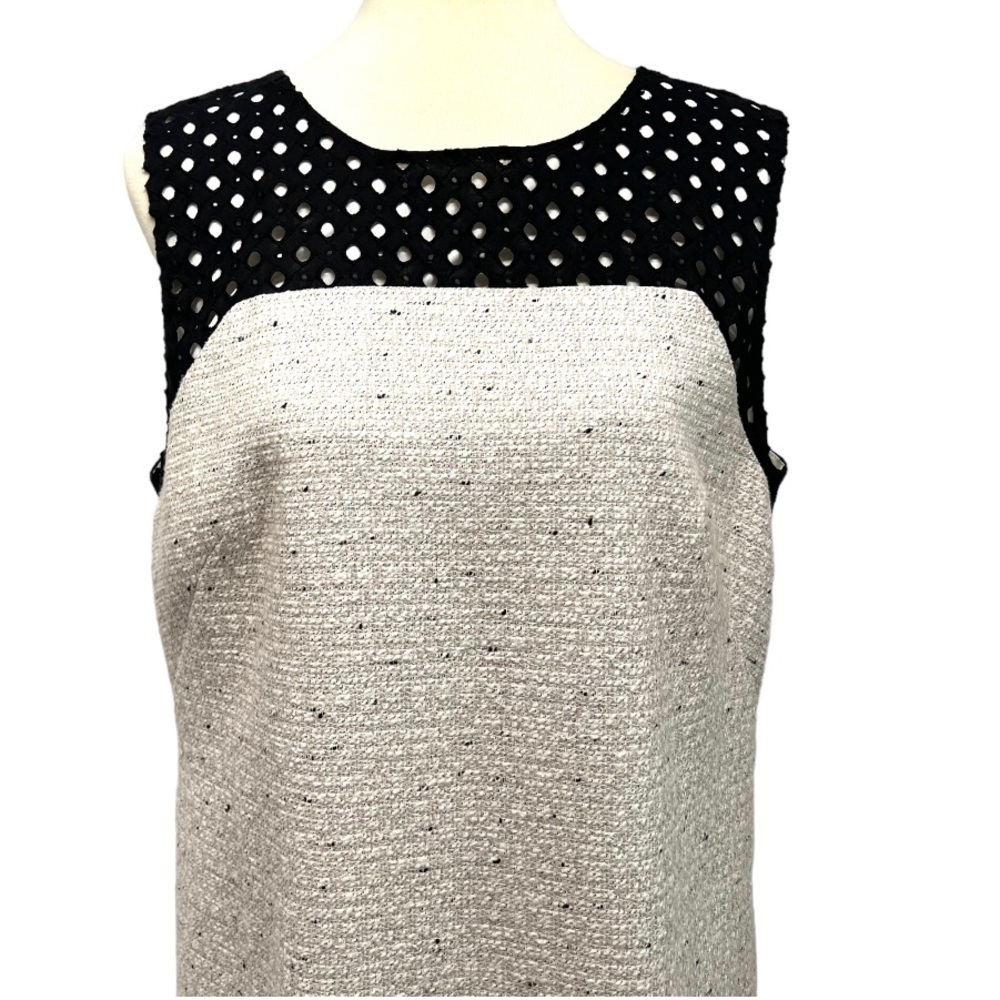 Ann Taylor Tweed Sleeveless Black Trim Casual Shift Dress Women’s 14 - Picture 2 of 12